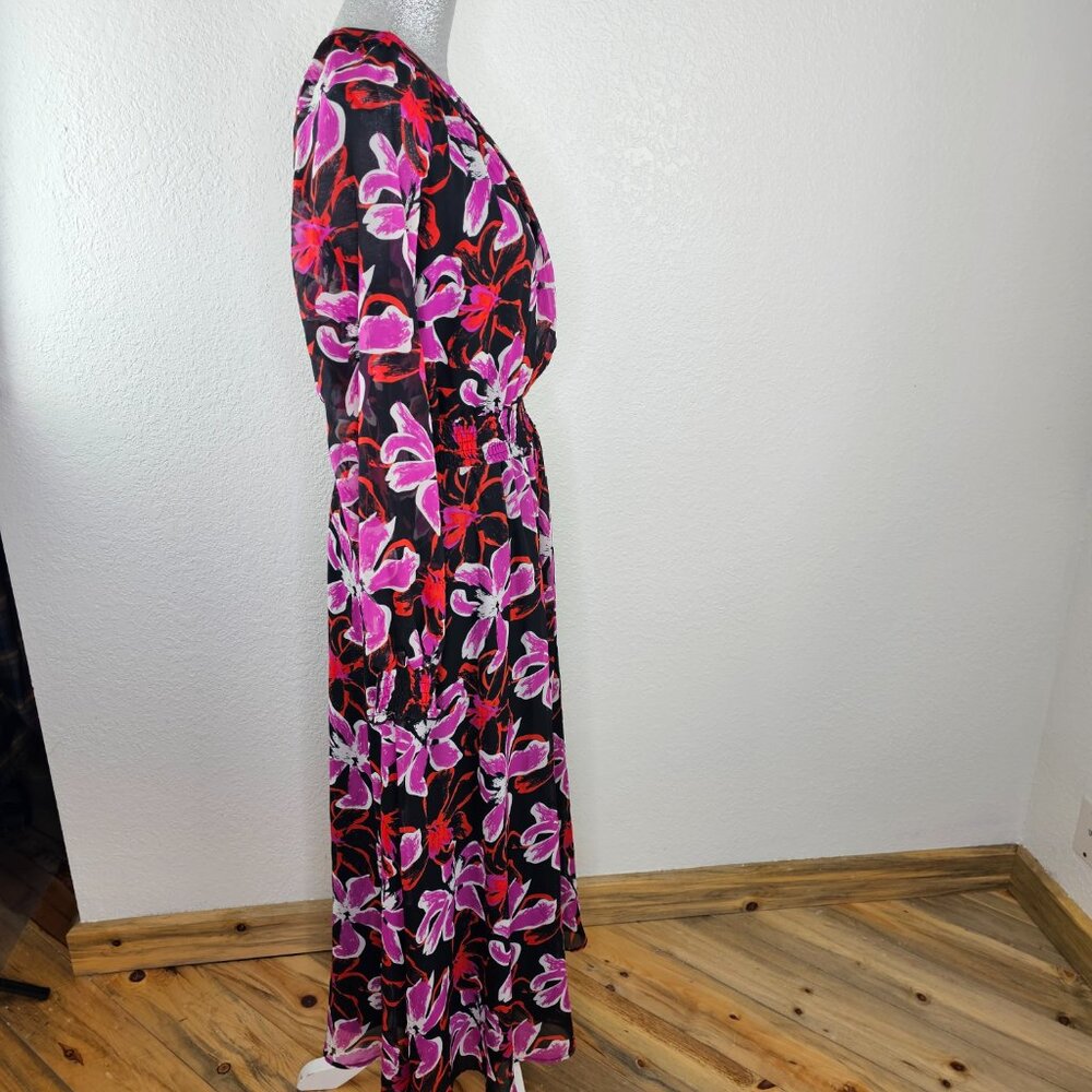 LARK + GREY | Chiffon Elastic Waist Floral Print Maxi Dress | Size M